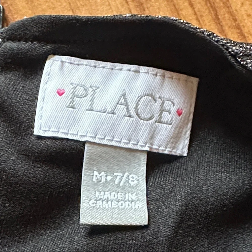 The Children's Place Girls Black Silver‎ Stripe Party Dress Size M 7/8
